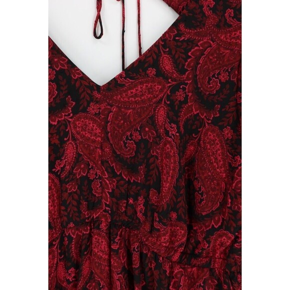NWT Torrid Womens Plus Size 2X (18-20) Burgundy Paisley Open Back A-line Dress - Picture 9 of 11